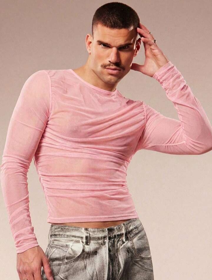 Men's Solid Color Round Neck Slim Fit Casual Daily Wear Sleeve T-Shirt